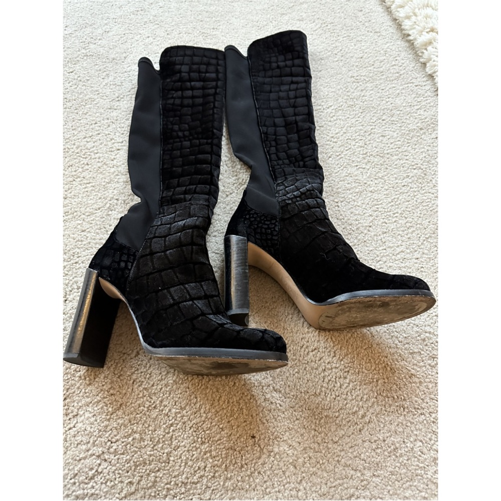 Stuart Weitzman Black Velvet Over Knee Boots